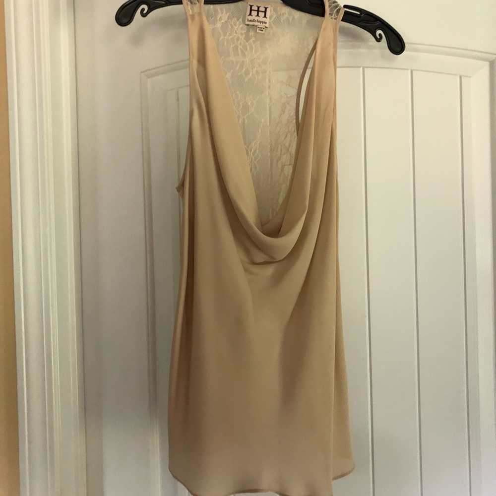 EUC Haute Hippie cream lace blouse small